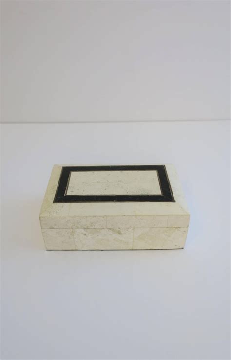 Black And White Travertine Marble Box For Sale At 1stdibs