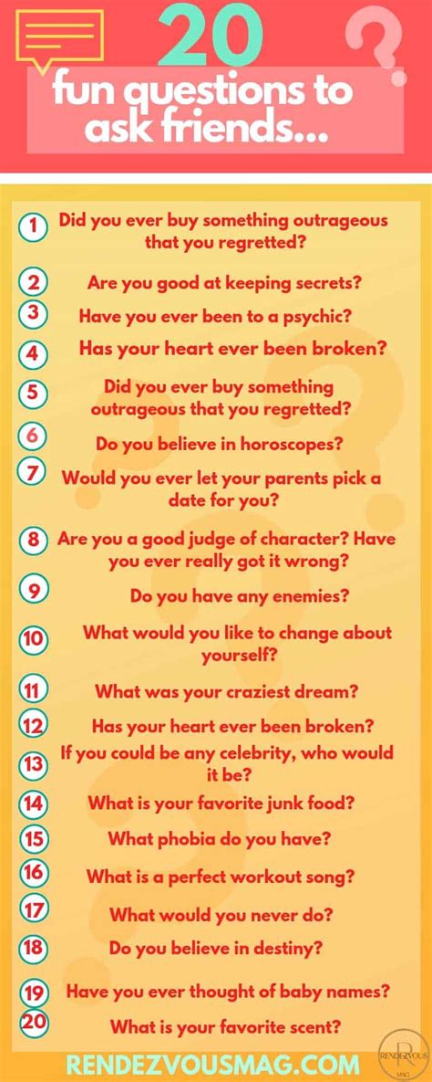 20 Fun Questions To Ask Friends Infographic