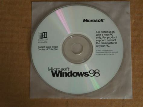 Vintage Collectible Microsoft Windows 98 Full First Edition Cd Rom For
