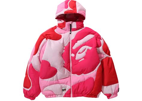 Bape Mega Abc Camo Detachable Hoodie Puffer Down Jacket Pink Mens