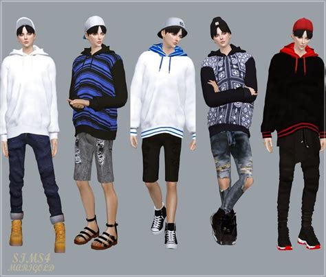 Malehoodie후드티남자 의상 Sims 4 Male Clothes Sims 4 Clothing Sims 4