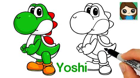 How To Draw Yoshi From Super Mario Bros Youtube