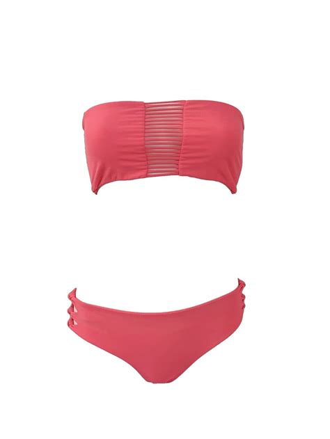 Mikoh Sunset Neon Pink Bandeau Bikini Size Medium Gem