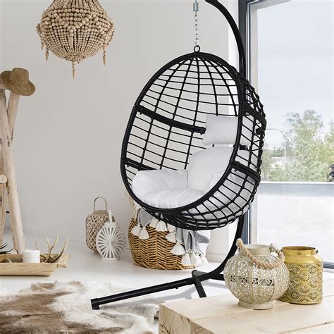 Hanging chairs are usually light in weight making it easier to carry it to different places where you travel. Abble Outdoor Wicker Hanging Basket Swing Chair with ...