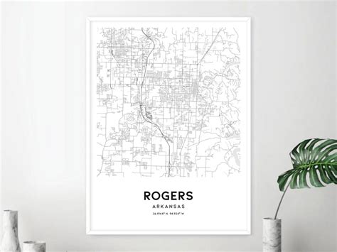 Rogers Map Print Rogers Map Poster Wall Art Ar City Map Etsy Australia