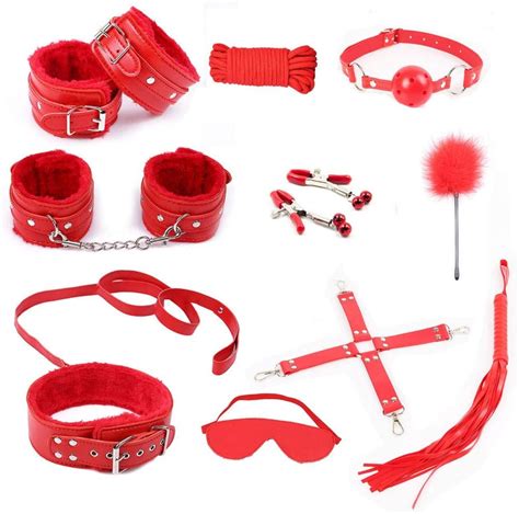 Queen Pussy Cat Fetish Sandm Bondage Set 10 Pieces Fur Lined Red Health And Household
