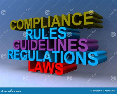 Compliance Rules Guidelines Regulations Lows On Blue Stock Illustration