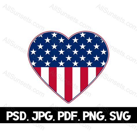 American Flag Heart Svg Png Pdf Psd  Files Patriotic Usa Etsy