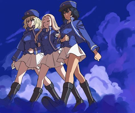 Andou Oshida And Marie Girls Und Panzer And More Drawn By