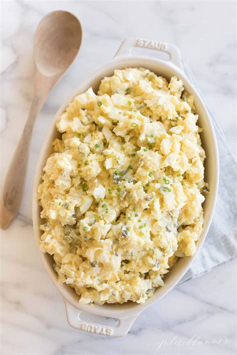 I don't like chopped boiled eggs in potato salad so i developed this recipe using pickles and pickle juice for tang! The Best Homemade Potato Salad with Egg | Julie Blanner
