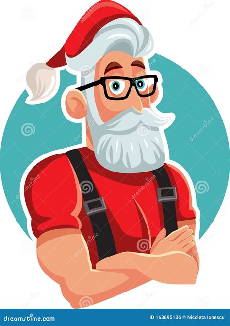 Cool Handsome Santa Claus Ready For Christmas Vector Illustration Stock