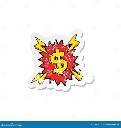 Retro Distressed Sticker Of A Cartoon Dollar Symbol Stock Vector