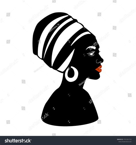 African Woman Silhouette African Woman Traditional Stock Vector