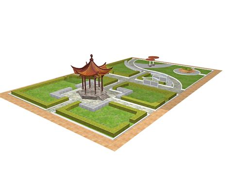 Formal Chinese Garden Design 3d Model 3ds Max Files Free Download