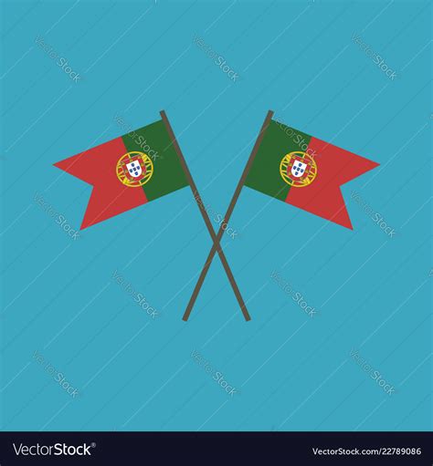Portugal Flag Icon In Flat Design Royalty Free Vector Image