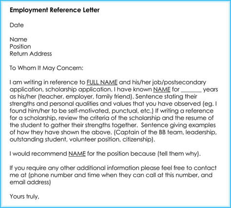 Sample Employment Reference Letters Guide And Tips