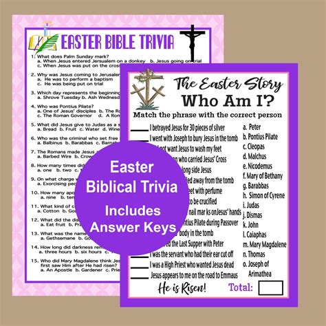 Easter Religious Games Easter Bible Trivia Easter Printable Etsy