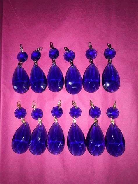 6 Vintage COLBALT 1 5 Crystal Tear Drops Teardrops Blue Etsy