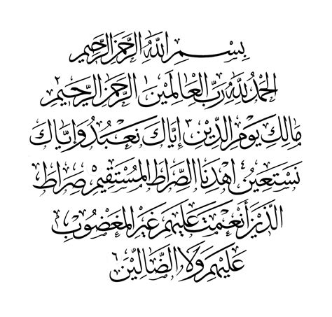 Khat Al Fatihah Jawi Kaligrafi Malaysia Surah Al Fatihah Khat Nasakh