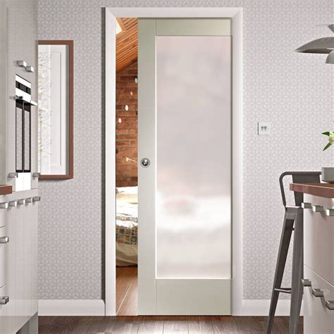 Frosted glass double pocket door. Pattern 10 Full Pane Single Evokit Pocket Door - Frosted ...