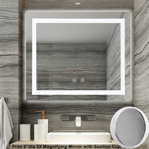 Commoda Led Frameless Backlit Wall Mirror Illuminated Frosted Mirrored Wall Mounted Lighted