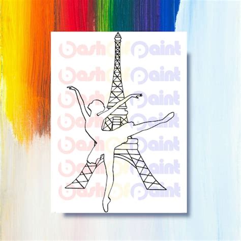 Paris Predrawn Canvas Outlined Sketch Diy Paint Sip Party Etsy