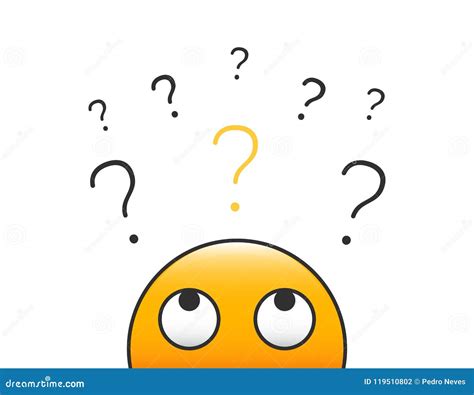 Emoticon Character Person Head Looking Up At A Stack Of Question Marks