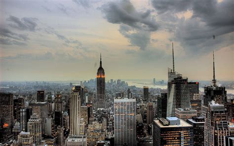 Download New York City Skyline On A Cloudy Day Wallpaper