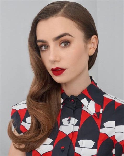 Red Lips In 2023 Lily Collins Makeup Lily Collins Style Beautiful