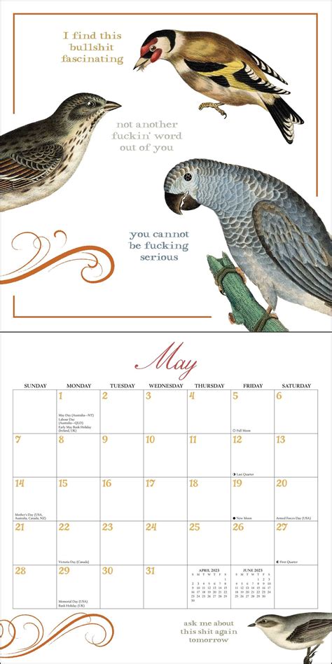 Effin Birds Calendar Customize And Print