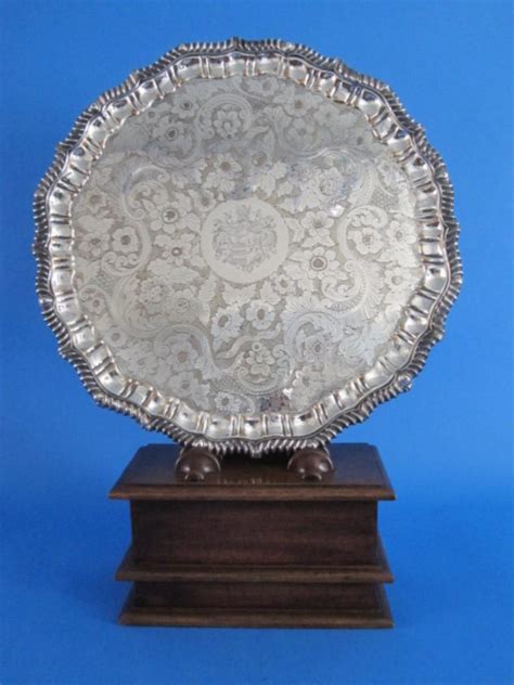 Large Old Sheffield Plate Silver Salver Circa 1820 Bada