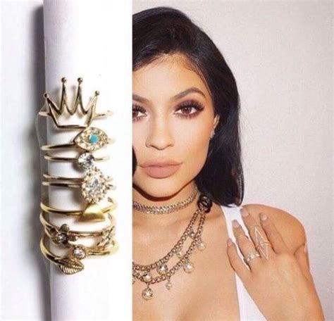 Get The Kylie Jenner Look With Gold Stackable Ring Set Hand Made