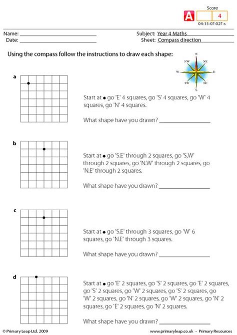 Bearings worksheets, answers and questions. Numeracy: Compass direction | Worksheet | PrimaryLeap.co.uk
