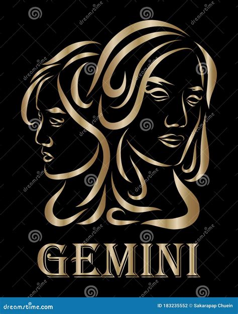 Gemini Zodiac Line Art Vector Eps 10 Stock Vector Illustration Of