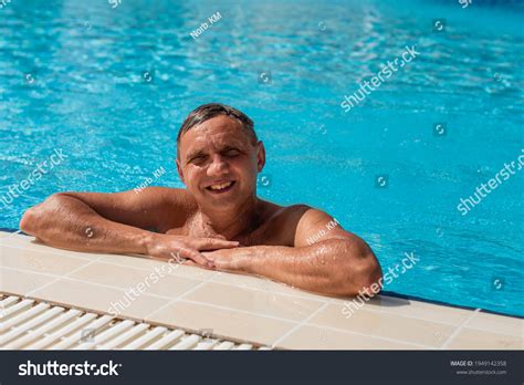 Handsome Guy Halfnaked Cheerful Man Smiling Stock Photo