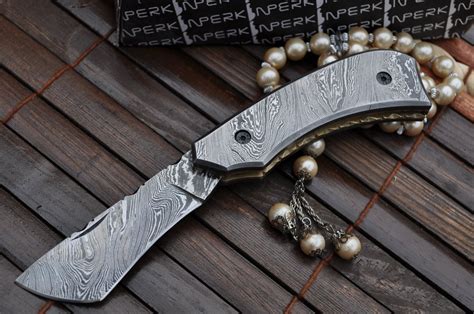 Custom made All Damascus Pocket Knife Damascus handle -By Koobi- For ...