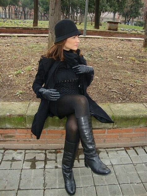 Boots In The Park Elegant Gloves Knee Dress Skirts With Boots