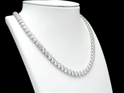 Tennis Necklace 7mm 4500tcw Bezel Round Created Diamond 925 Etsy