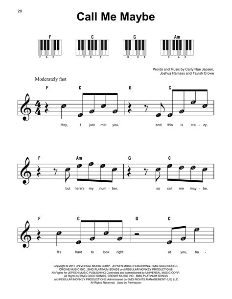 Call Me Maybe Sheet Music Carly Rae Jepsen Super Easy Piano