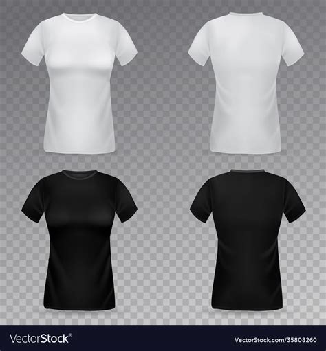 Women T Shirt Mockup Realistic Black And Vector Image