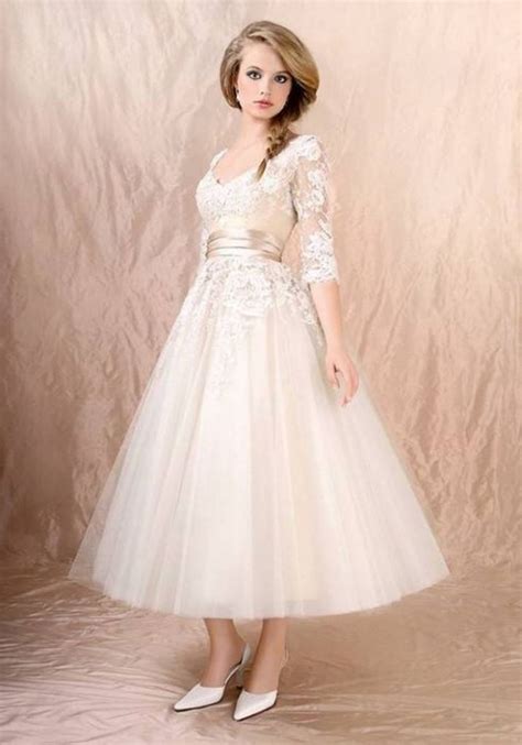 Idea 51 Wedding Dress With Sleeves Tea Length