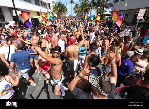 Street Party During Miami Beach Gay Pride Along Ocean Drive And