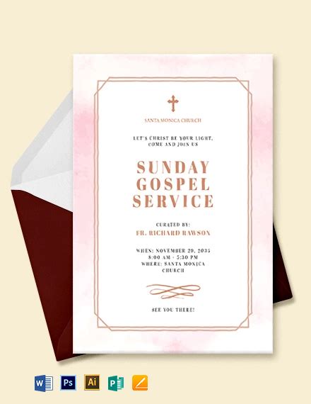 Church Service Invitation Template Illustrator Word Apple Pages