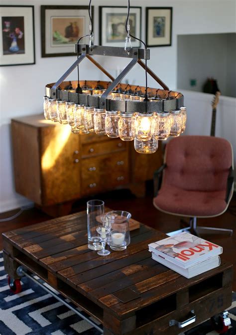 Industrial Rustic Chandelier Made From 28 Mason Jars And A Steel Pot