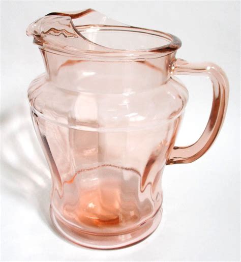 Vintage Pink Depression Glass Water Pitcher Optic Panel Ice Lip Oz