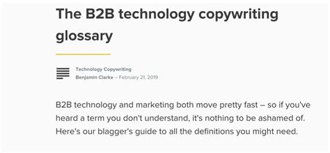 The B2b Technology Copywriting Glossary Copywriting Glossary Tech