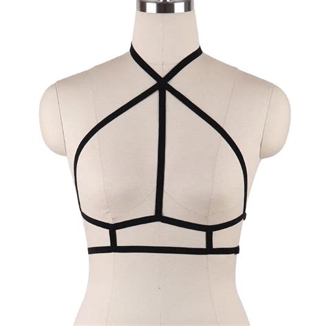 Women Gothic Sexy Elastic Cage Crop Top Bras Erotic Lingerie Strappy Hollow Out Bra Bustier