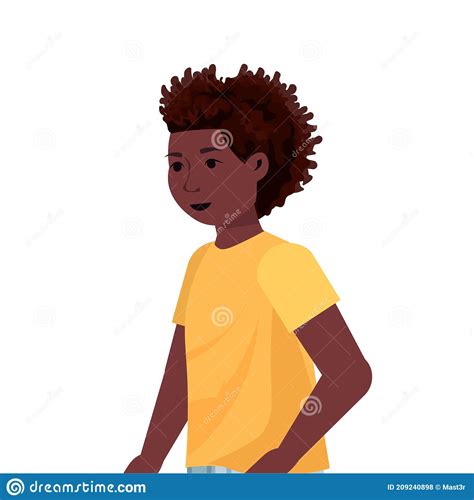African American Boy Cute Child Male Cartoon Character Portrait Stock