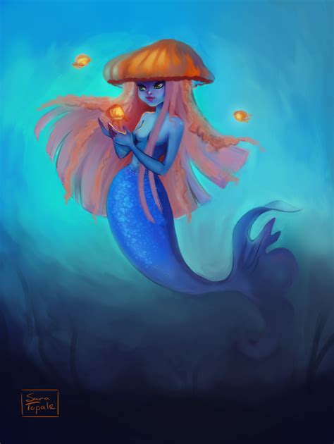 Mermaid With Jellyfish Hat By Saratopale On Deviantart