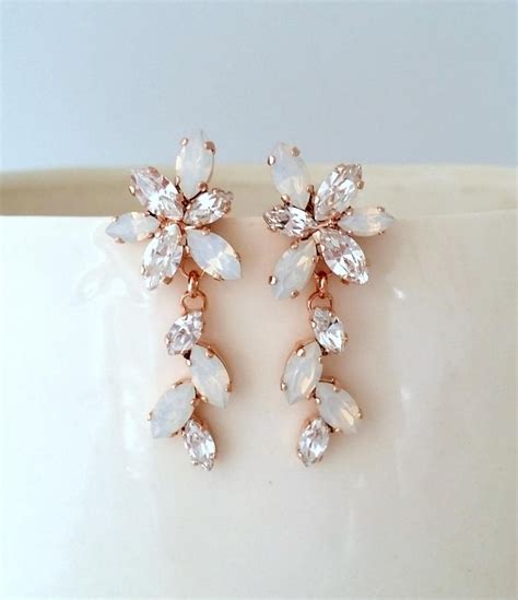 Bridal Earringswhite Opal Earringsopal Chandelier Etsy Bridesmaids